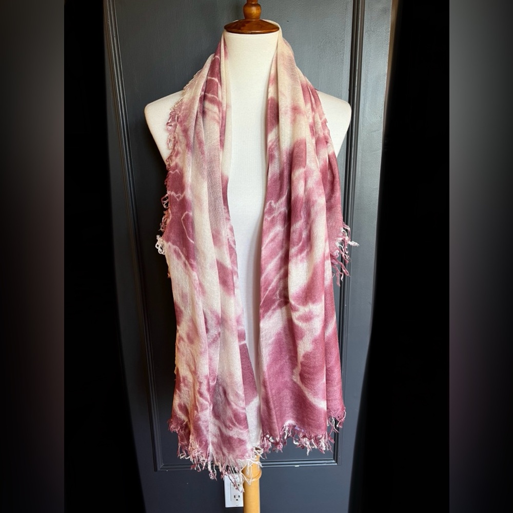 New Auth Chan Luu Tie Dye Print Cashmere Silk Scarf Color: Dusty Rose